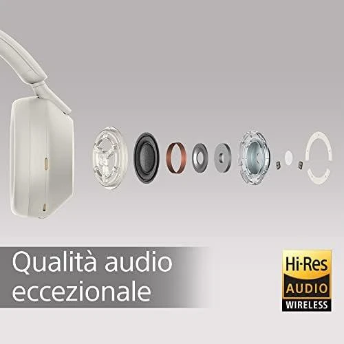 Belaidės ausinės Sony WH-1000XM5 su triukšmo slopinimo technologija, Sidabrinės