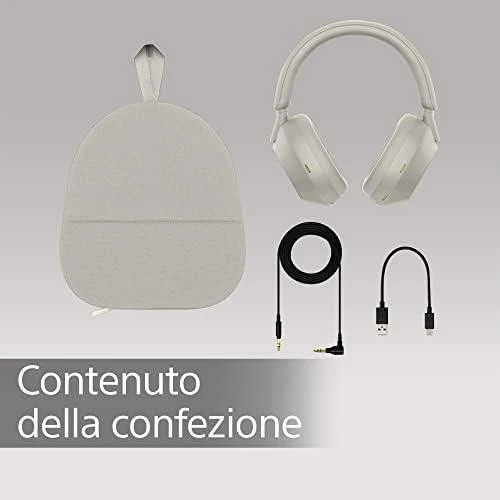 Belaidės ausinės Sony WH-1000XM5 su triukšmo slopinimo technologija, Sidabrinės