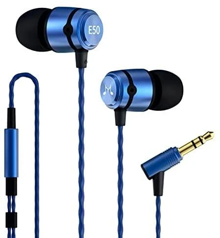 Mėlynos SoundMagic E50 ausinės su laidu