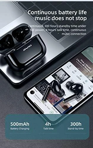 AWEI Bluetooth 5.0 T29 TWS ausinės + docking station juodos spalvos