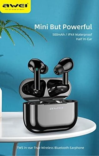 AWEI Bluetooth 5.0 T29 TWS ausinės + docking station juodos spalvos
