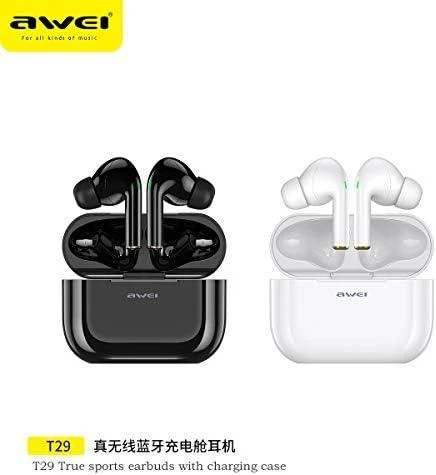 AWEI Bluetooth 5.0 T29 TWS ausinės + docking station juodos spalvos