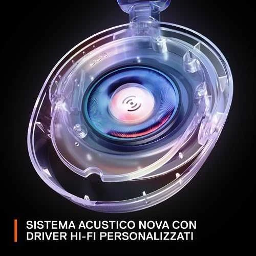 Belaidės ausinės su mikrofonu SteelSeries Arctis Nova 7P Over-Ear, Baltos/Mėlynos spalvos