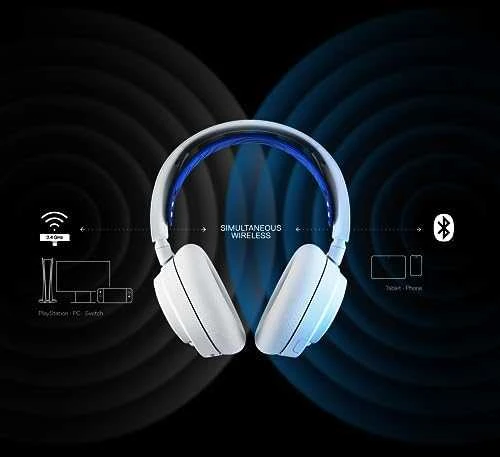 Belaidės ausinės su mikrofonu SteelSeries Arctis Nova 7P Over-Ear, Baltos/Mėlynos spalvos