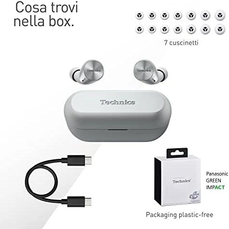 Technics belaidės ausinės EAH-AZ60M2ES, sidabrinės