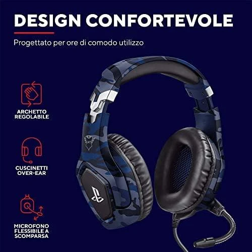 Žaidimų ausinės Trust GXT 488 Forze-B PS4 oficialus licencijuotas produktas, Mėlynos, 23532