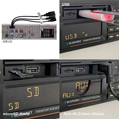 Blaupunkt Frankfurt RCM 82 DAB jungtys ir lizdai