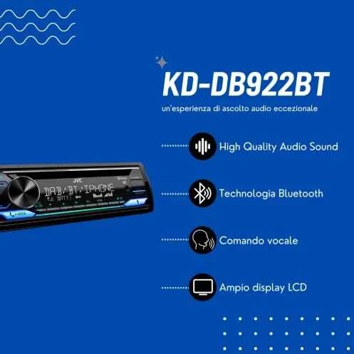 JVC, KD-DB922BT CD/USB MP3/WMA automagnetola su AUX įėjimu