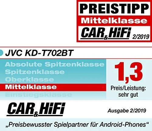 Automagnetola JVC Nešiojamas stereo automobilis KENWOOD KD-T702BT (Bluetooth, CD + USB + AUX)