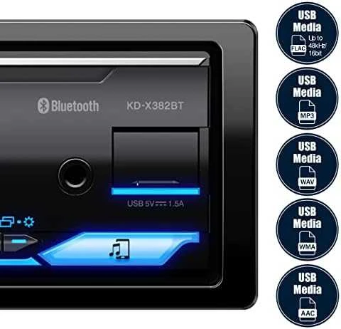Automagnetola JVC, KD-X382BT USB MP3 magnetola su AUX įėjimu, Bluetooth