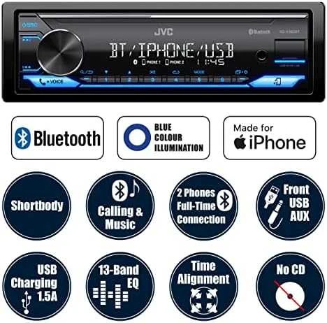 Automagnetola JVC, KD-X382BT USB MP3 magnetola su AUX įėjimu, Bluetooth