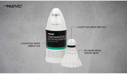 Badmintono skrajukės AVENTO 46SG nailon. 4vnt LED