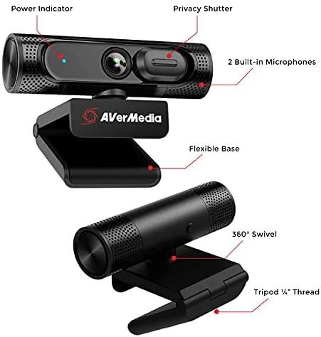 AVerMedia PW315 webcam 2 MP 1920 x 1080 pikselių USB Juodas