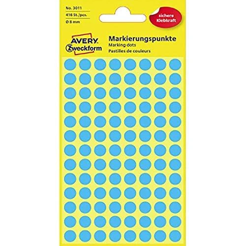 Lipdukai Avery Zweckform, apvalūs, Ø8mm, 416vnt pakuotėje, mėlynos spalvos