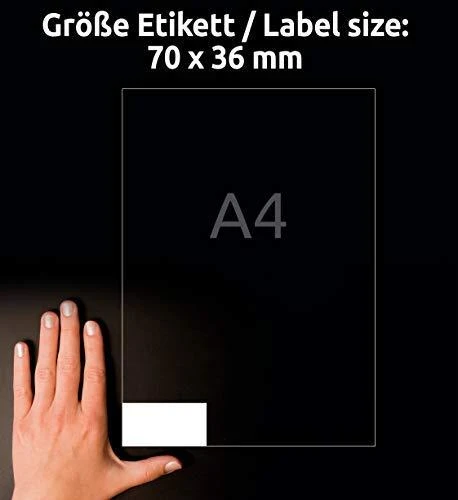 Lipnios etiketės Avery Zweckform, A4, 70x36mm, 24 etiketės lape, 100 lapų, baltos spalvos