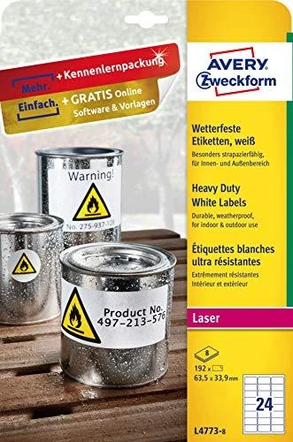Avery Zweckform vandeniui atsparios etiketės ZF L4773-8 63,5x33,9 mm