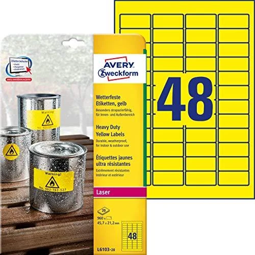 Avery Zweckform Heavy Duty 45,7 x 21,2 mm geltona