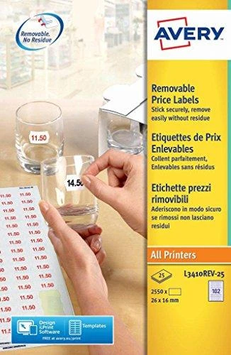 Avery Zweckform Nuimamos kainų etiketės 26 x 16 mm (L3410REV-25)