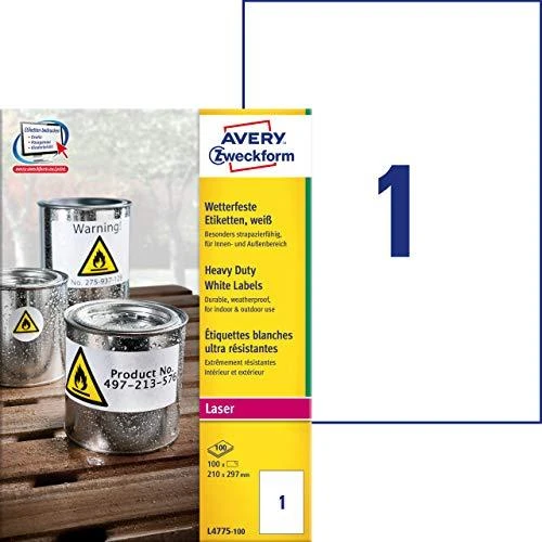Avery Zweckform LABEL.ZF 4775 ŠIAURĖS MUITAS 210X297 100ARK USUVAL ETIKETĖ - L4775- 100