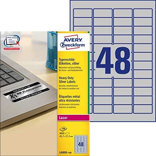 Avery Zweckform A4 45,7 x 21,2 mm 100 lapų Sidabrinė