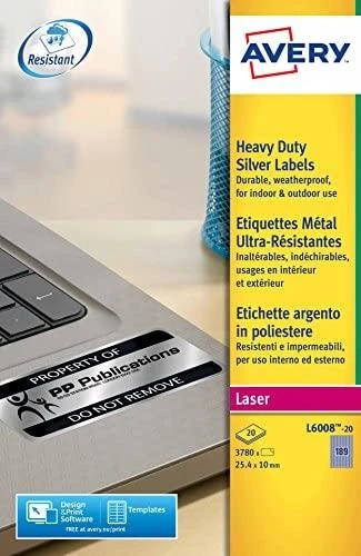 Avery Zweckform etiketės 45,7 mm x 21,2 mm, A4, sidabro, 48 etiketės (L6009-20)