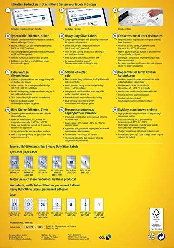 Avery Zweckform LABEL.ZF L6011 63.5X29.6 Sidabrinis.E100 ETIKETĖ - L6011-100