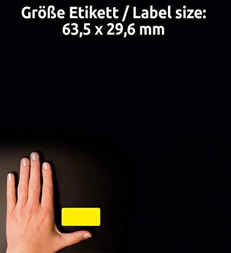 Avery Zweckform Heavy Duty Atsparus vandeniui Labels 63,5 x 29,6 mm geltona (L6105-20)