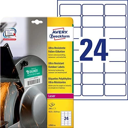 Avery Zweckform itin atsparus A4 63,5x33,9mm balta