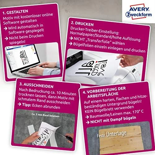 Avery Zweckform Lyginamos folijos lengviems audiniams, A4, 5 lakštai baltos