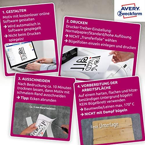 Avery Zweckform Lyginamos folijos lengviems audiniams, A4, 10 baltos lakštų