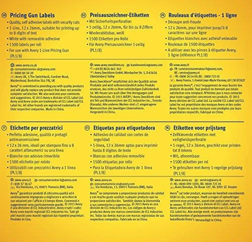 Avery Rulonėlyje kainų etiketės vienaeiliui ženklintuvui; nuimamas; 1500 etikečių / ritinys; 10 ritinių/pak.; 12x26mm, balta