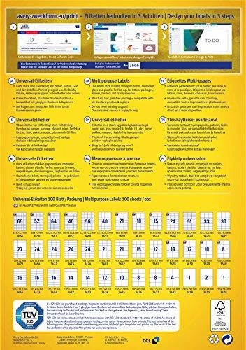 Lipnios etiketės Avery Zweckform, A4, 105x70mm, 8 etiketės lape, su rėmeliu, 100 lapų, baltos spalvos