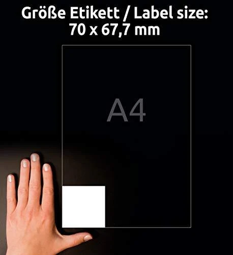 Lipnios etiketės Avery Zwerckform, A4, 70×67,7mm, 12 etikečių lape, 100 lapų, baltos spalvos