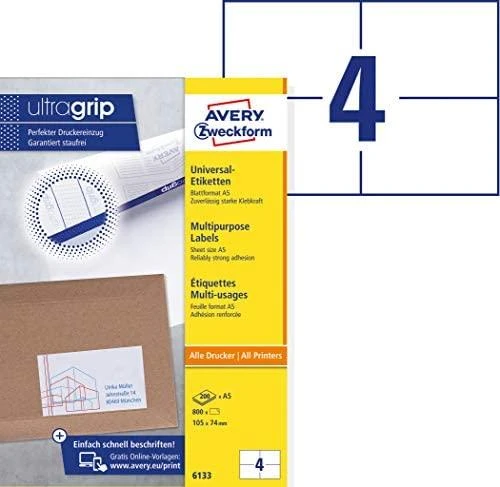 Avery Zweckform LABEL. ZF 6133 A5 105X74MM ETIKETĖ - 6133