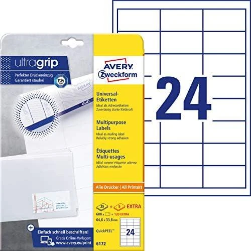 Avery Zweckform greito nuplėšimo etiketės 64,6 x 33,8 (6172)