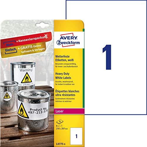 „Avery Zweckform“ ETIKETĖS ZF L4775-8 210X297 MM ATSPIRUS VANDENIUI, 8 LAPAI