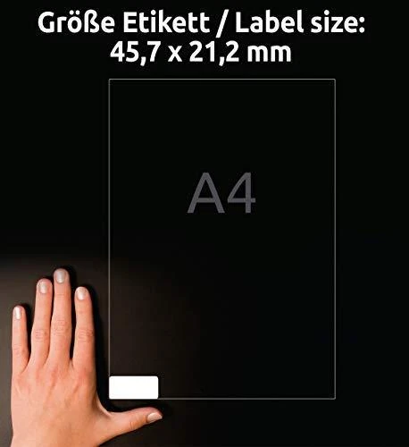 Lipnios etiketės Avery Zweckform, A4, nuimamos, 45.7×21.2mm, 48 etiketės lape, 25 lapai
