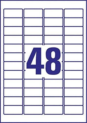 Lipnios etiketės Avery Zweckform, A4, nuimamos, 45.7×21.2mm, 48 etiketės lape, 25 lapai