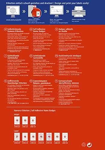 Etiketiniai vardų lipdukai Avery Zweckform, A4, 63,5×29,6mm, 27 etiketės lape, 20 lapų, baltos spalvos