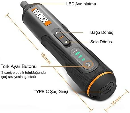 Suktuvas Worx WX240; 3,6 V; 1,5 Ah akum. + priedai