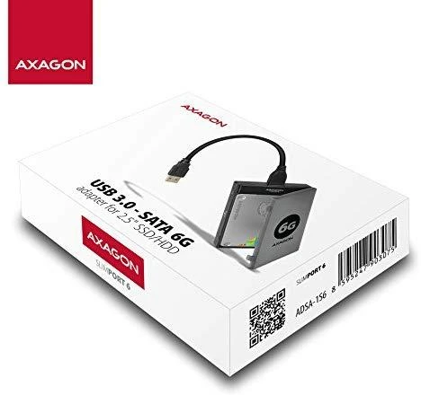 AXAGON ADSA-1S6 USB3.0 – SATA 6G UASP HDD išorinis adapteris, įsk. Byla