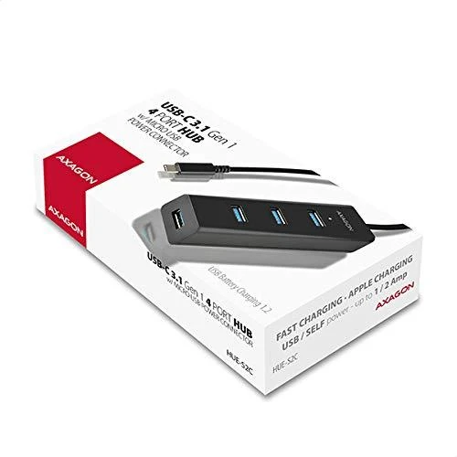 AXAGON HUE-S2C 4x USB3.0 įkrovimo šakotuvas, MicroUSB įkrovimo jungtis, C tipo