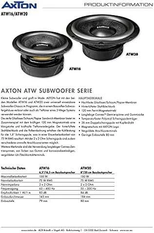 AXTON, ATW16 žemų dažnių dinamikas, 16cm, 2x2Ohm 75W
