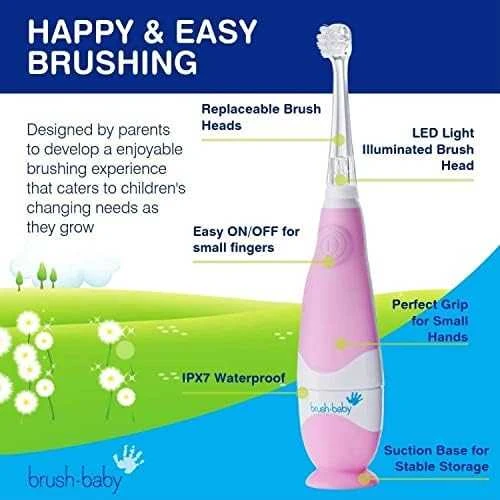 Brush-baby ŠEPETĖLIS BABY_Baby Sonic sonic dantų šepetėlis 0-3l Rožinė