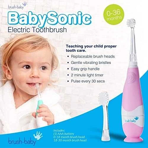 Brush-baby BabySonic šepetėlis su pakuotės aprašymu