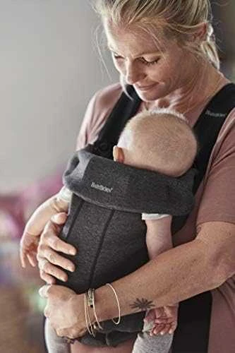 BabyBjorn Baby Carrier Mini 3D Jersey - maža nešioklė naujagimiui | Pilkai juoda