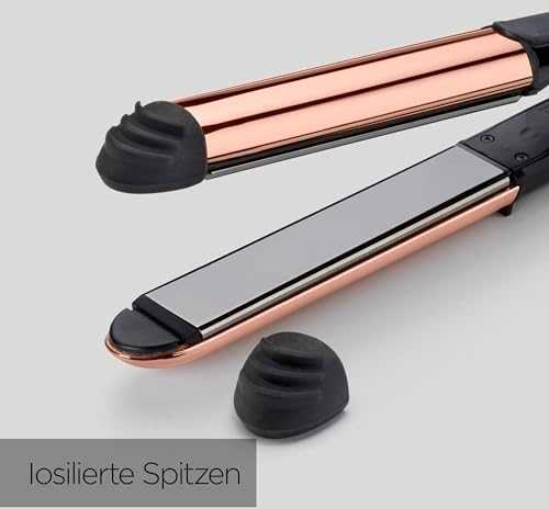 BaByliss Straight & Curl Brilliance plaukų garbanojimo žnyplės, šiltos, juodos, rožinės spalvos, 3 m