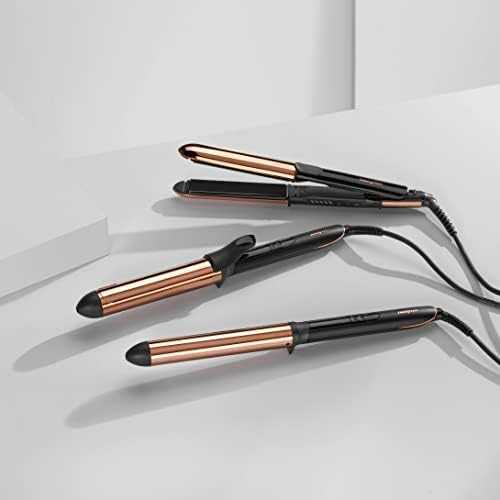 BaByliss Straight & Curl Brilliance plaukų garbanojimo žnyplės, šiltos, juodos, rožinės spalvos, 3 m