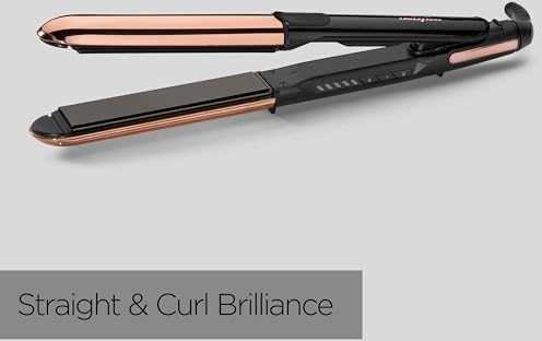 BaByliss Straight & Curl Brilliance plaukų garbanojimo žnyplės, šiltos, juodos, rožinės spalvos, 3 m