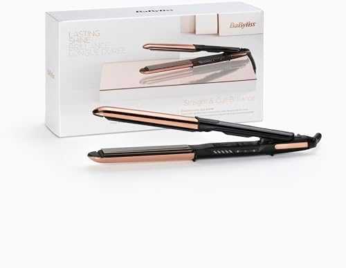 BaByliss Straight & Curl Brilliance plaukų garbanojimo žnyplės, šiltos, juodos, rožinės spalvos, 3 m